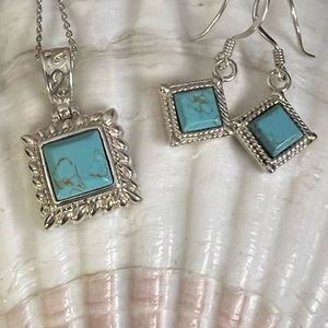 Sterling Silver and turquoise necklace set